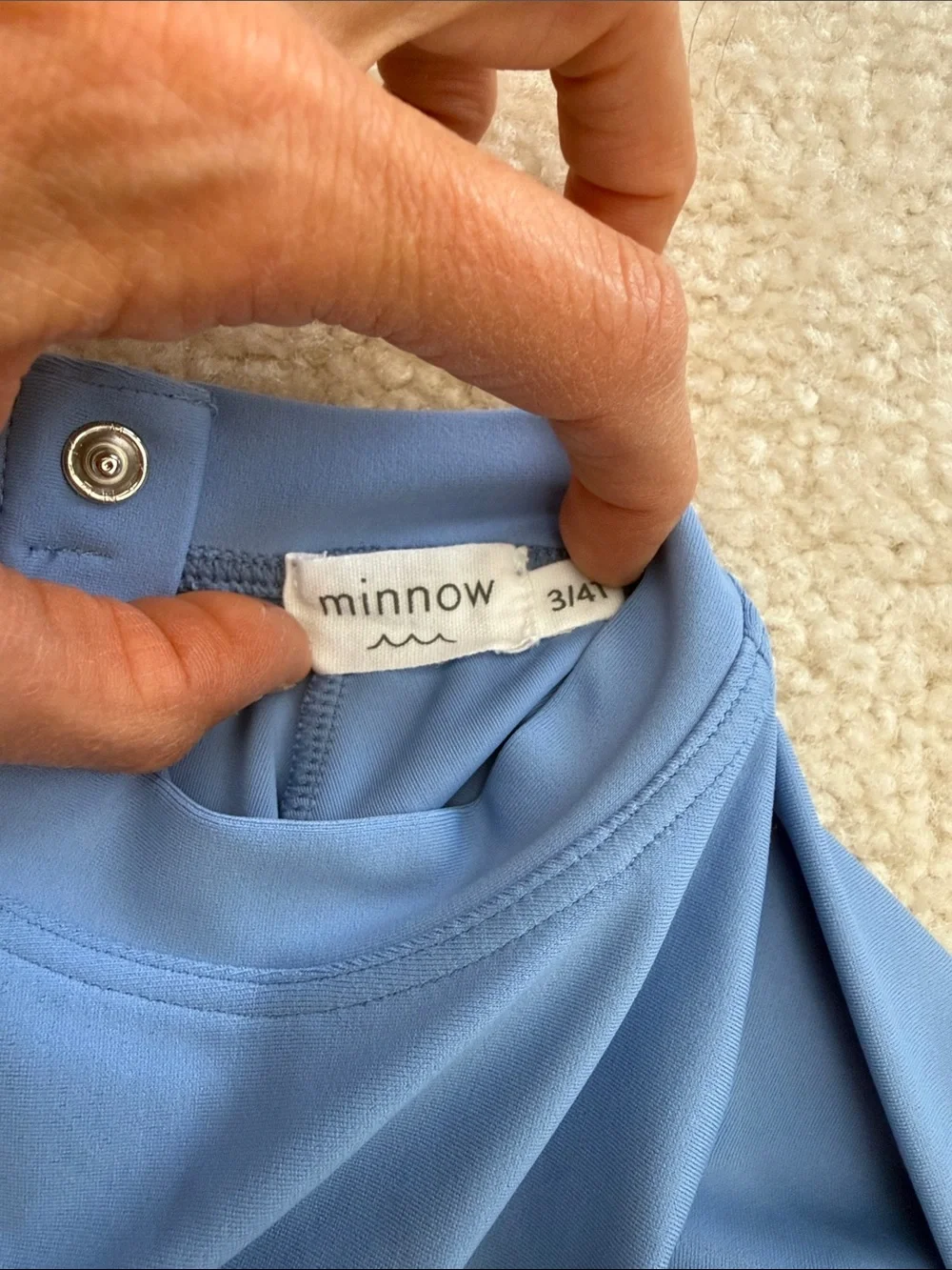 Minnow Swim Blue Long-Sleeve Kids Rash Guard 3/4T